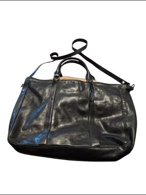Longchamp Black Leather Tote Bag with Shoulder Strap